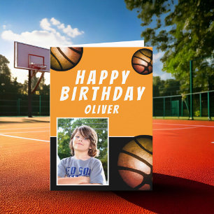 Tarjeta Pelotas de Baloncesto Deportes Niños Feliz Cumplea