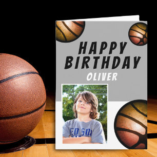 Tarjeta Pelotas de Baloncesto Deportes Niños Feliz Cumplea