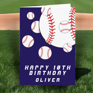 Tarjeta Pelotas de Béisbol Azules Cumpleaños Feliz Niño