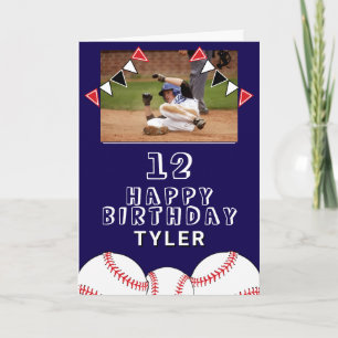 Tarjeta Pelotas de Béisbol Banderas Niños Foto Cumpleaños