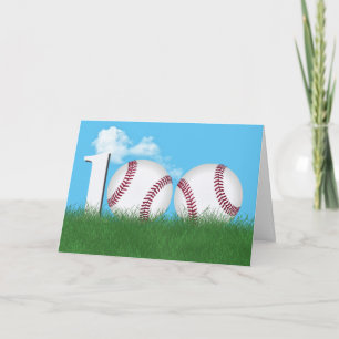 Tarjeta Pelotas de béisbol de cumpleaños número 100 en cés