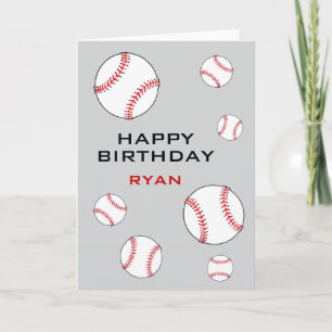 Tarjeta Pelotas de Béisbol Personalizadas Feliz Cumpleaños