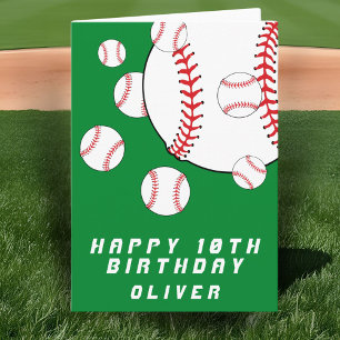 Tarjeta Pelotas de Béisbol Verdes Niños Niño Feliz Cumplea