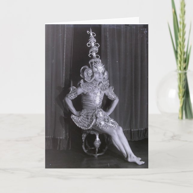 Tarjeta Peluquería de baile de los años 20 con traje artís (Anverso)