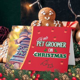 Tarjeta PelUquería de Mascotas en Navidad Patas de Gato y