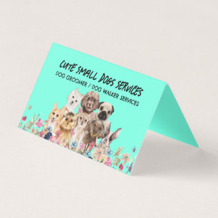 Tarjeta Peluquería de perros pequeños verdes encantadores 