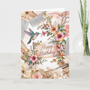Tarjeta Peluquero cumpleaños temático con tijeras