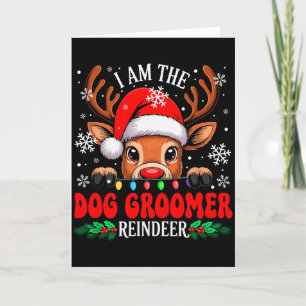 Tarjeta Peluquero de Perros Reno Cielo Navideño Lindo Sant