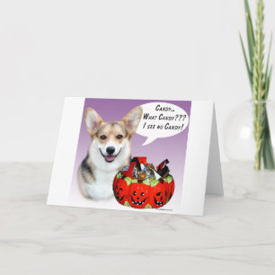 Tarjeta Pembroke Welsh Corgi Halloween Candy