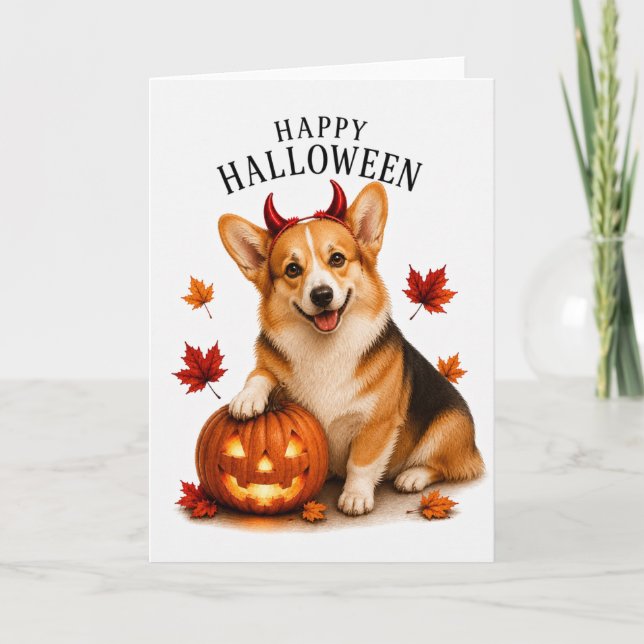 Tarjeta Pembroke Welsh Corgi Perro Diablo (Anverso)