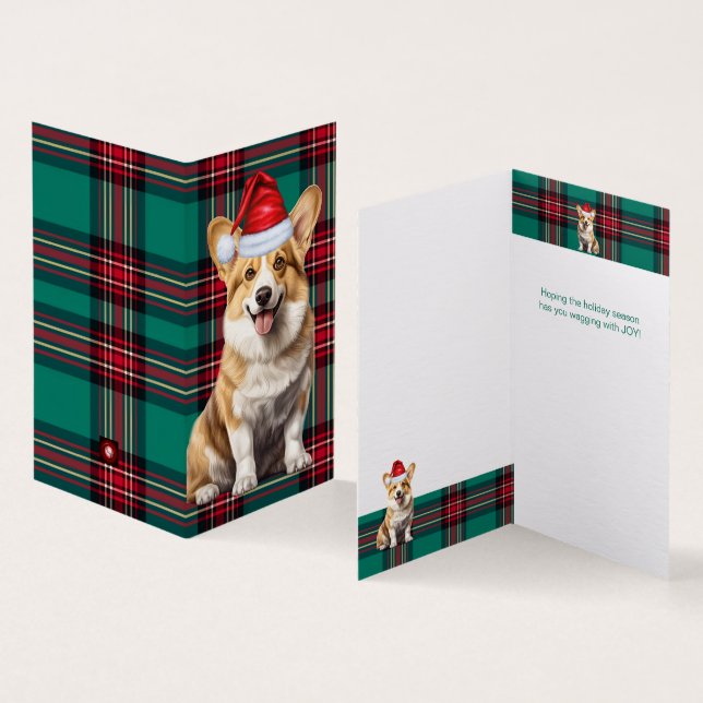 Tarjeta Pembroke Welsh Corgi Perro Holiday Plantado (Interior y exterior)