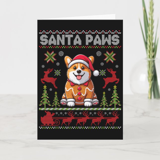 Tarjeta Pembroke Welsh Corgi Santa Paws Merry Christmas Ug (Anverso)