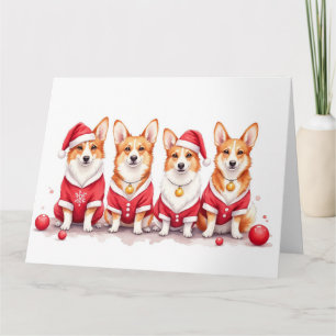 Tarjeta Pembroke Welsh Corgi vestido de Navidad con sombre