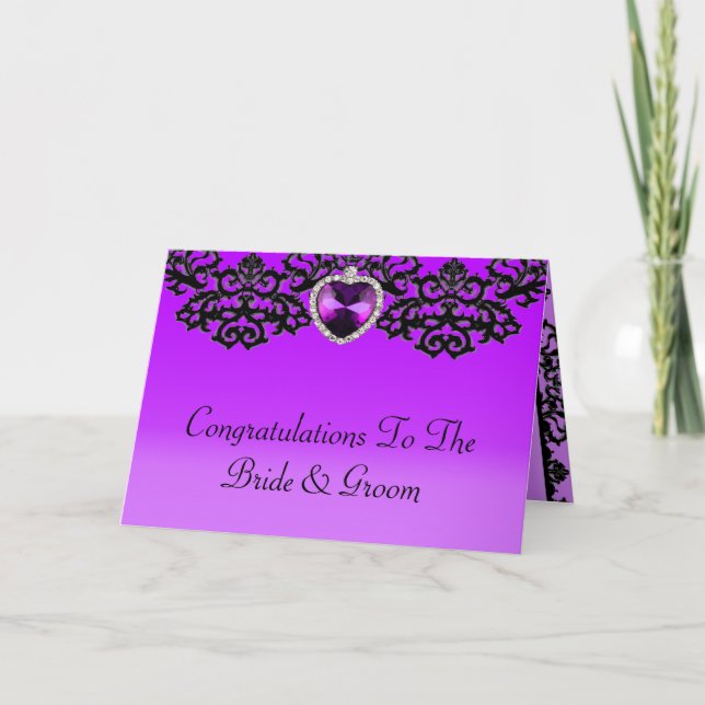 Tarjeta Pendante morado y negro de corazón (Anverso)
