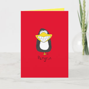 Tarjeta Pengrin Grinning Penguin Funny Greet Card