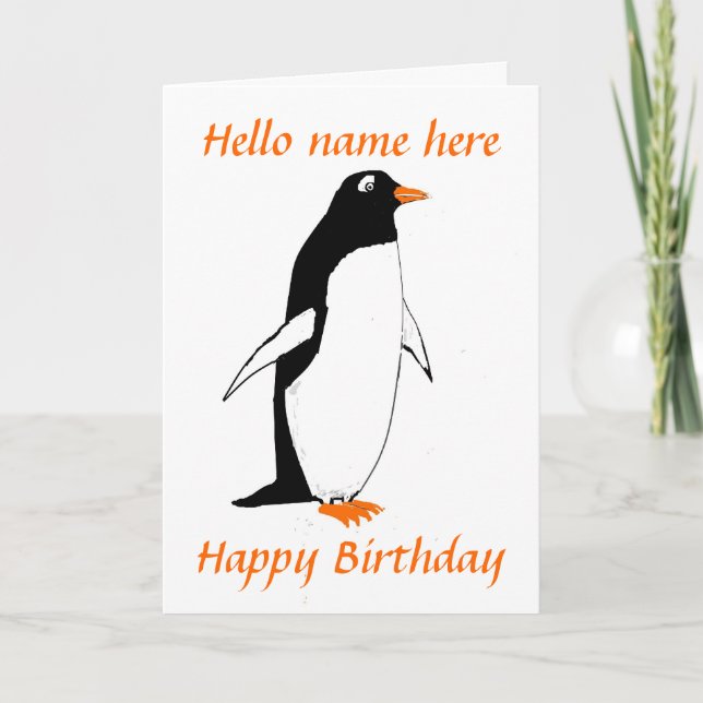Tarjeta Penguin Birthday Card add name (Anverso)
