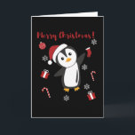 Tarjeta Penguin Christmas Snow Winter Animals Penguins<br><div class="desc">The penguin for Christmas with fairy lights. Funny animals with gifts and snow for the holidays. Also funny for Christmas in July. Penguins are cute animals and perfect for Christmas.</div>