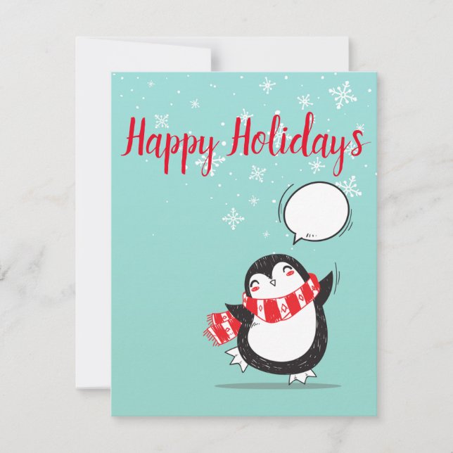 Tarjeta Penguin de vacaciones perfecta para Navida (Anverso)