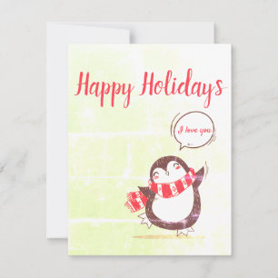 Tarjeta Penguin de vacaciones perfecta para Navida