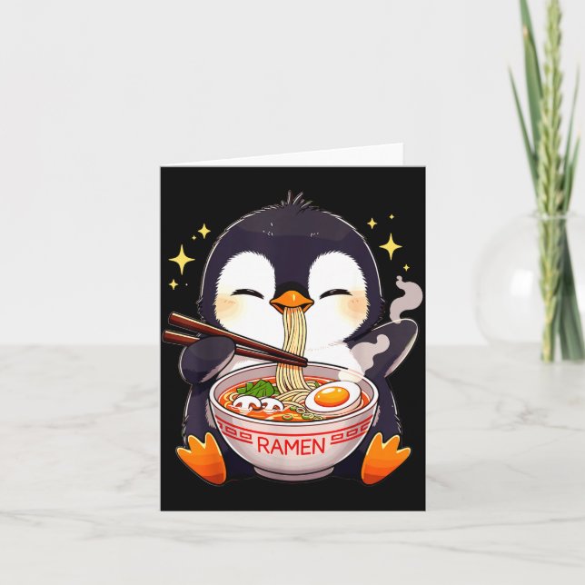 Tarjeta Penguin Eating Ramen  (Anverso)