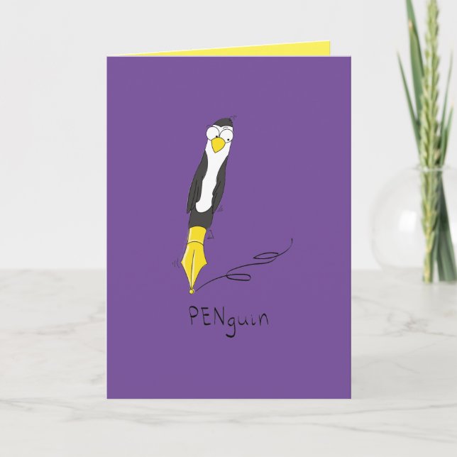 Tarjeta PENguin Ink Pen Penguin Funny Greeting Card (Anverso)