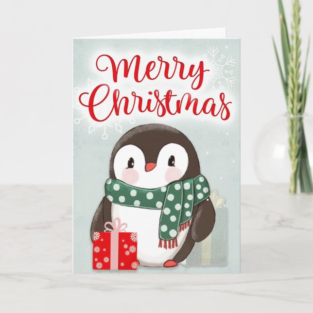 Tarjeta Penguin para navidades (Anverso)