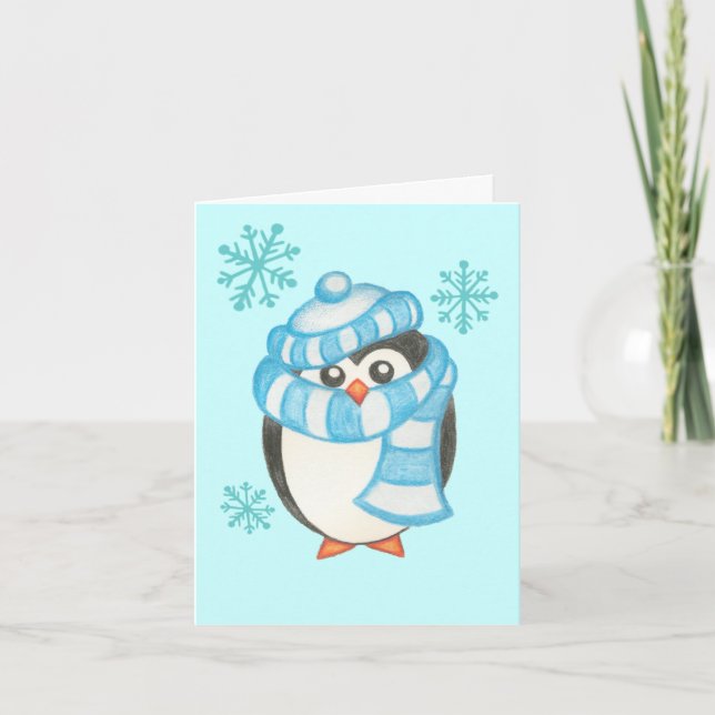 Tarjeta Penguin para navidades (Anverso)