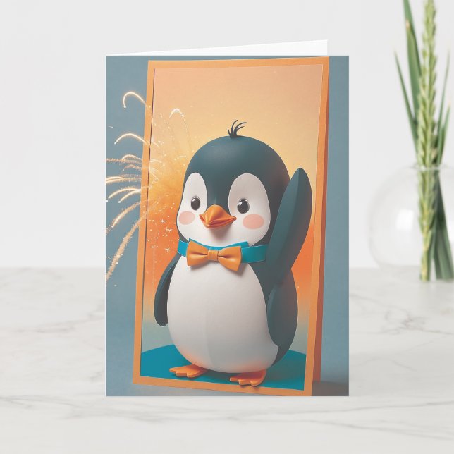 Tarjeta Penguin Party Attire (Anverso)
