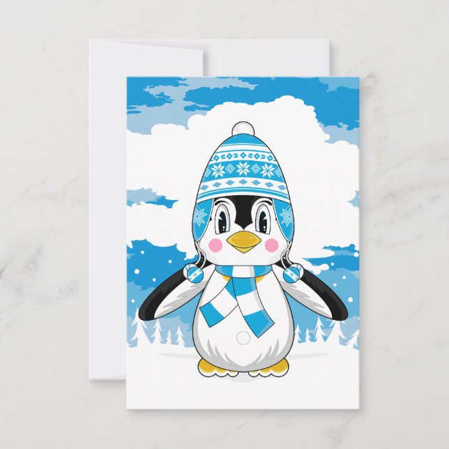 Tarjeta Penguin RSVP Gorra Wooly (Anverso)