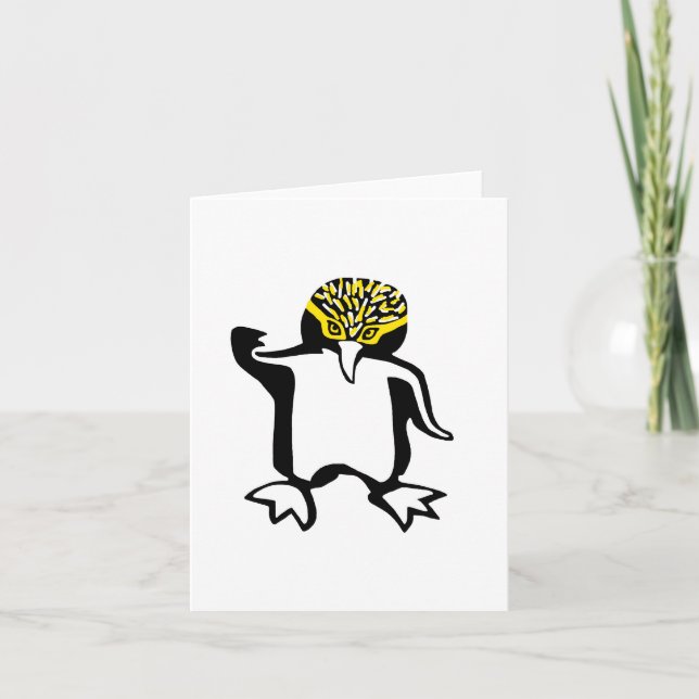 Tarjeta PENGUINA de ojos amarillos - Gráfico animal en pel (Anverso)