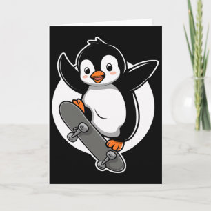 Tarjeta Pengüino Patinador Patinaje en monopatín monopatín