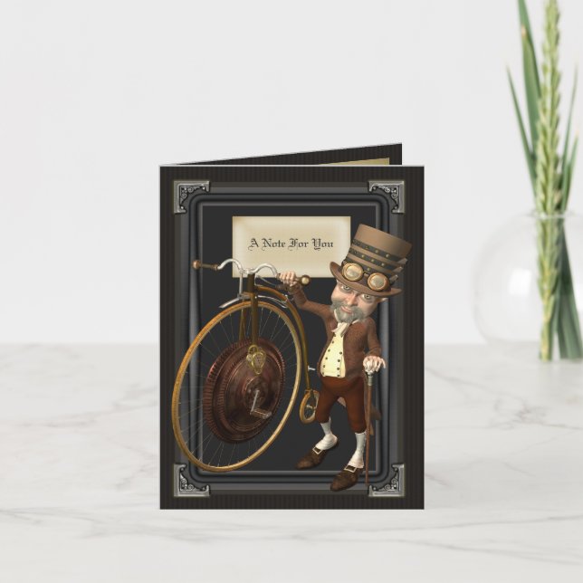 Tarjeta Penny Farthing Steampunk Notecards (Anverso)