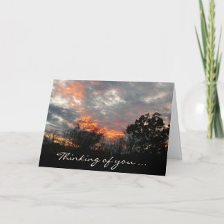 Tarjeta Pensamiento de ti en la puesta de sol del invierno
