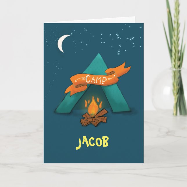 Tarjeta Pensamiento en el campamento: Tienda de nombres pe (Anverso)