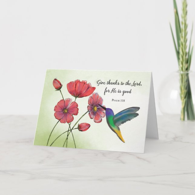 Tarjeta Pensamiento religioso de tus flores con Hummingbir (Anverso)
