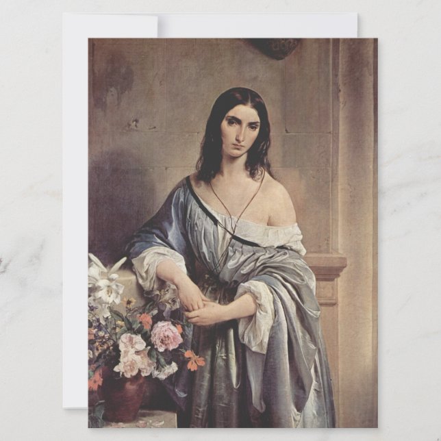 Tarjeta Pensamientos melancólicos (por Francesco Hayez) (Anverso)