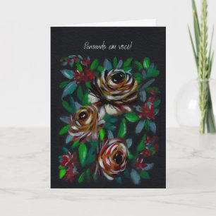 Tarjeta Pensando em Você Floral Simpatía Portugués