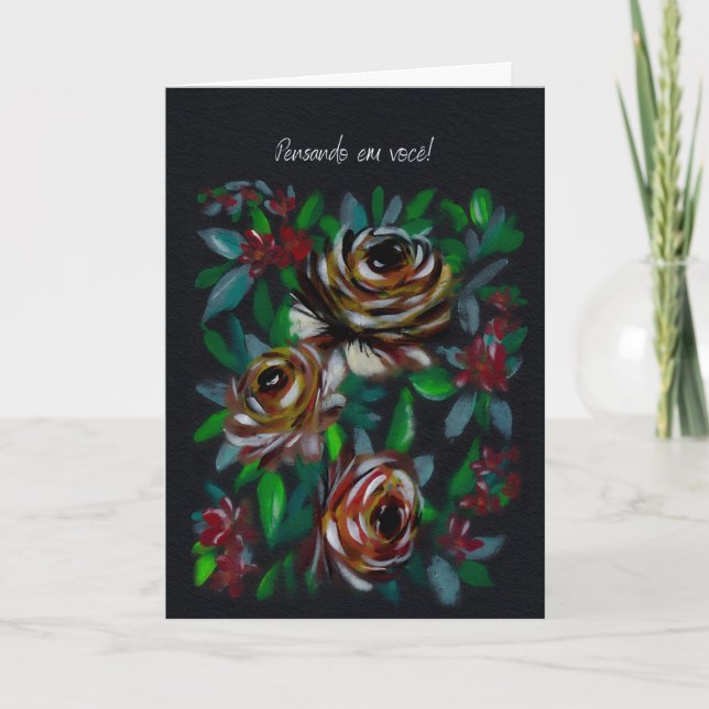 Tarjeta Pensando em Você Floral Sympathy Portuguese  (Anverso)
