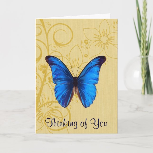 Tarjeta Pensando en el arte de la cosecha de mariposas azu (Anverso)