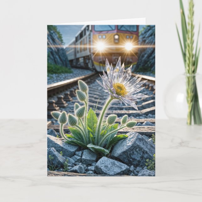 Tarjeta Pensando en la flor de cristal (Anverso)