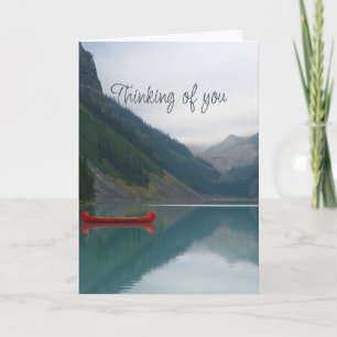 Tarjeta Pensando en las montañas de los lagos Red Canoe Ca