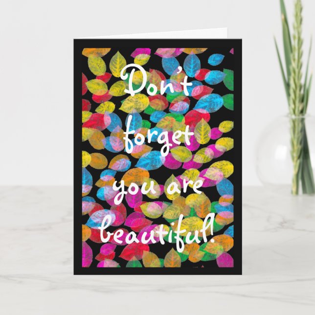 Tarjeta Pensando en mi novia con hojas de colores (Anverso)