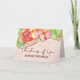 Tarjeta Pensando en ti a través de las flores Rosas de las
