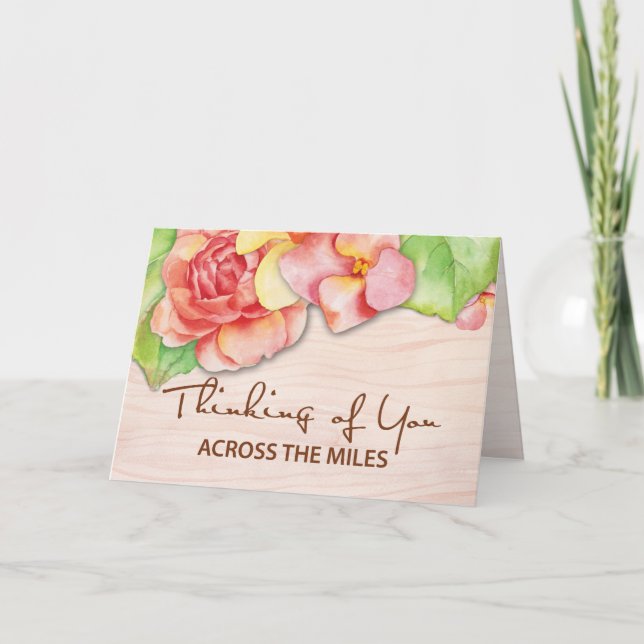 Tarjeta Pensando en ti a través de las flores Rosas de las (Anverso)