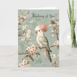 Tarjeta Pensando en Ti Amante del Pájaro Cacatúa Saludo