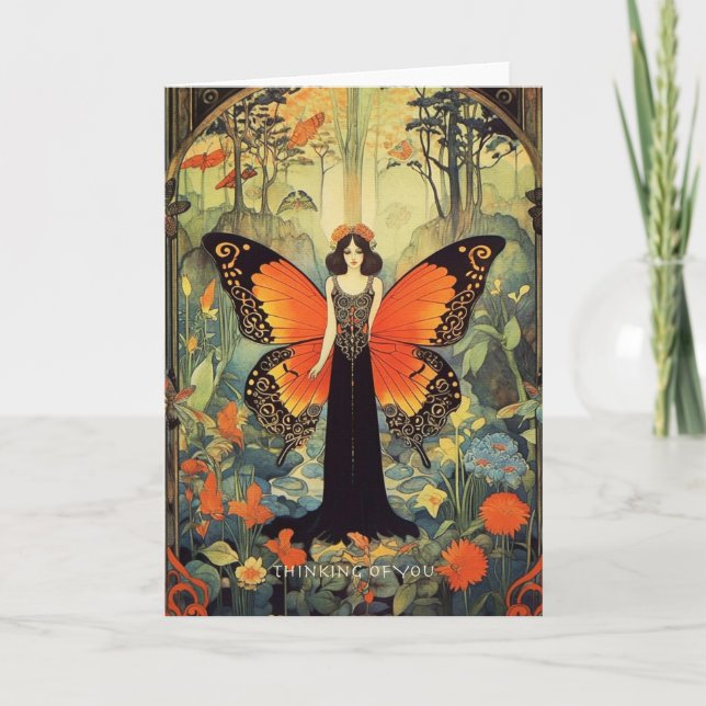 Tarjeta Pensando en ti - Art Nouveau (Anverso)