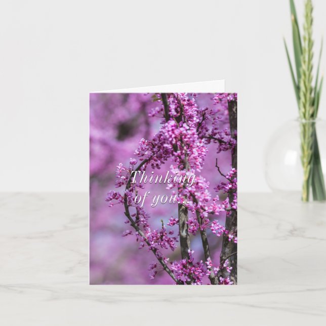 Tarjeta Pensando en ti Avondale Redbud Art (Anverso)