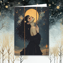 Tarjeta Pensando en ti bajo la misma luna | Celestial
