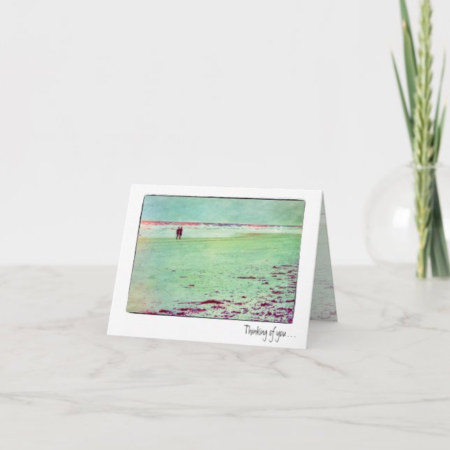 Tarjeta Pensando en ti Beach Couple (Anverso)