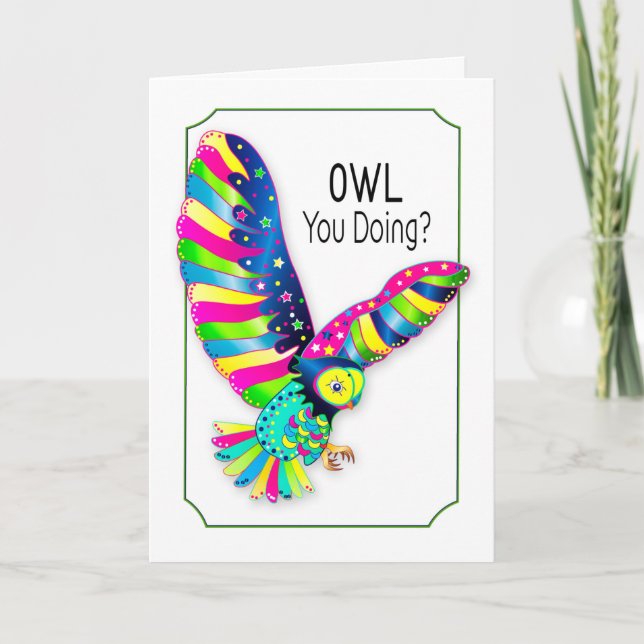 Tarjeta Pensando en ti, búho en la colección Kaleidoscope (Anverso)